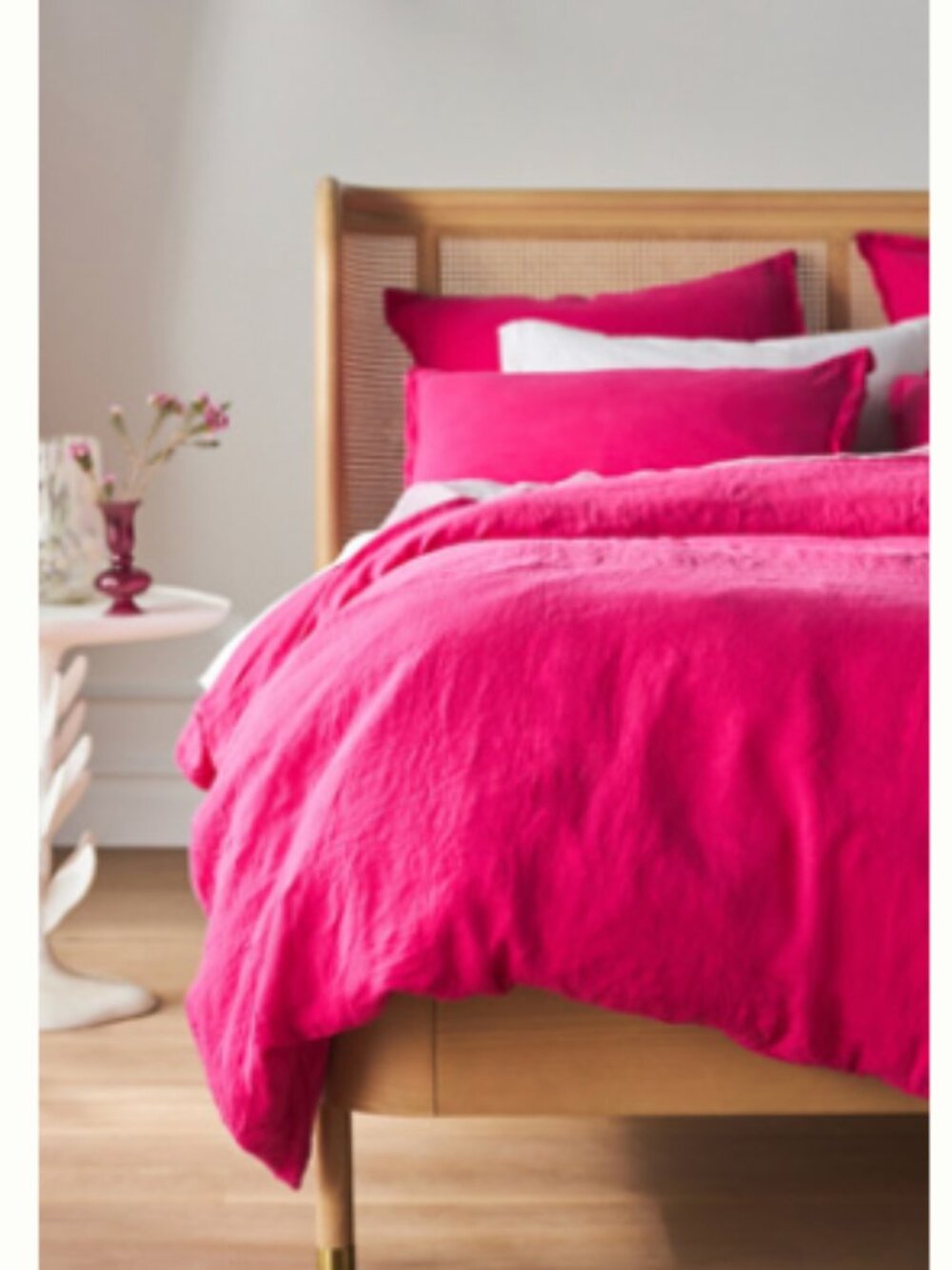 Retired Color - Anthropologie 100% Linen Bright Pink Duvet Cover Queen Size